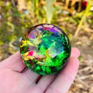 Ice Crack Colorful Glass Crystal Ball – Decorative Energy Sphere for Home & Holiday Gift