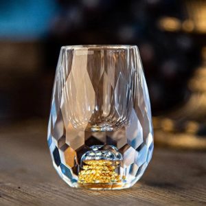 Luxury Double-Bottom Crystal Glass with Gold Foil – Elegant Gift Glass Cup